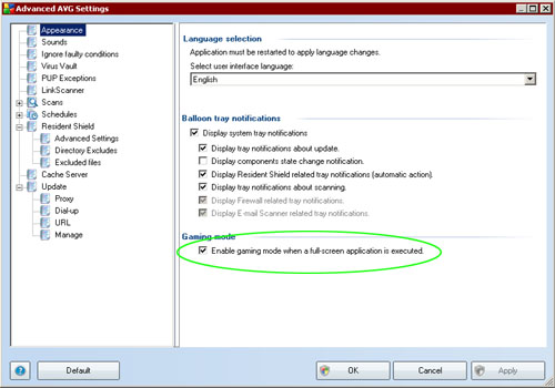 AVG Gaming Mode